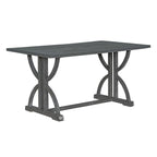 6-Piece Retro Rectangular Dining Table Set, Table with Unique Legs and 4 Upholstered Chairs & 1 Bench for Dining Room