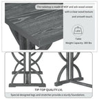 6-Piece Retro Rectangular Dining Table Set, Table with Unique Legs and 4 Upholstered Chairs & 1 Bench for Dining Room
