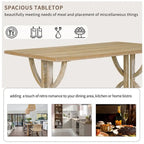 6-Piece Retro Rectangular Dining Table Set, Table with Unique Legs and 4 Upholstered Chairs & 1 Bench for Dining Room