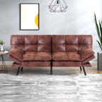 Futon Sofa Bed, Memory Foam Foldable Couch Convertible Loveseat Sleeper Daybed with Adjustable Armrests for Small Space