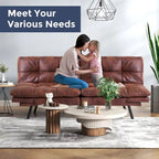 Futon Sofa Bed, Memory Foam Foldable Couch Convertible Loveseat Sleeper Daybed with Adjustable Armrests for Small Space