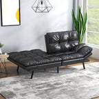 Futon Sofa Bed, Memory Foam Foldable Couch Convertible Loveseat Sleeper Daybed with Adjustable Armrests for Small Space