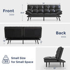 Futon Sofa Bed, Memory Foam Foldable Couch Convertible Loveseat Sleeper Daybed with Adjustable Armrests for Small Space