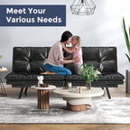 Futon Sofa Bed, Memory Foam Foldable Couch Convertible Loveseat Sleeper Daybed with Adjustable Armrests for Small Space