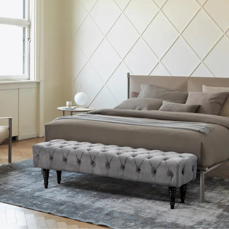 AVAWING Upholstered Tufted Ottoman Bench Accent Entryway Bench