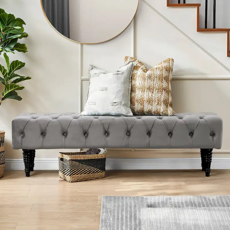 AVAWING Upholstered Tufted Ottoman Bench Accent Entryway Bench