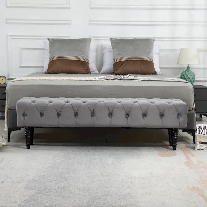 AVAWING Upholstered Tufted Ottoman Bench Accent Entryway Bench