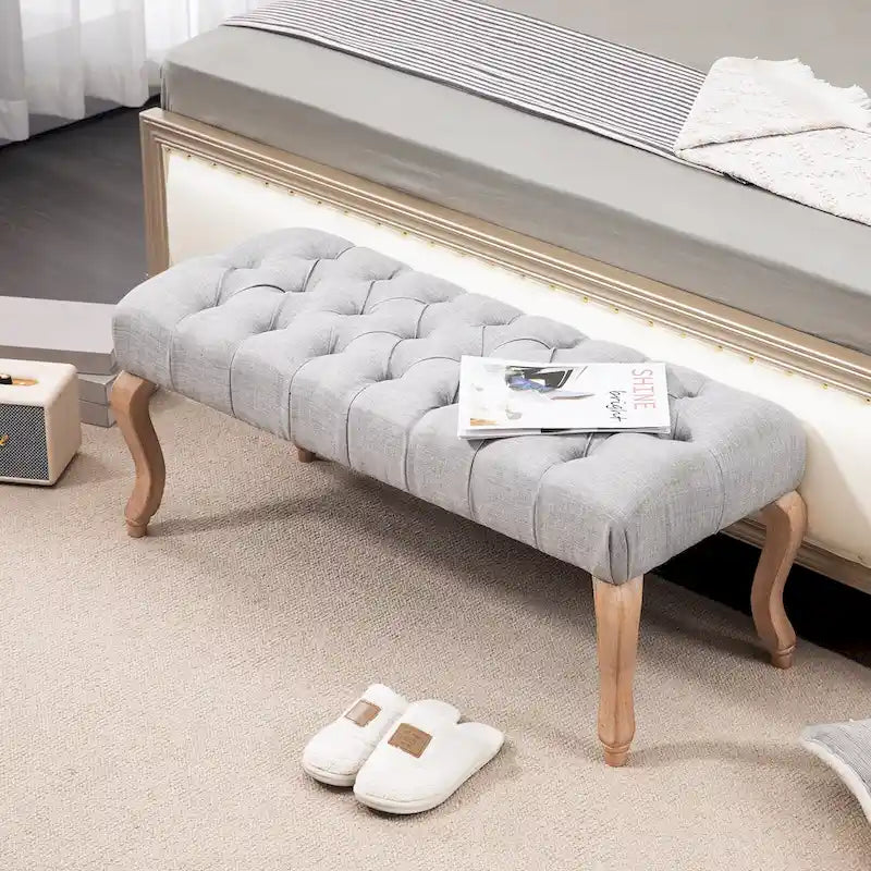 AVAWING Upholstered Tufted Ottoman Bench Accent Entryway Bench