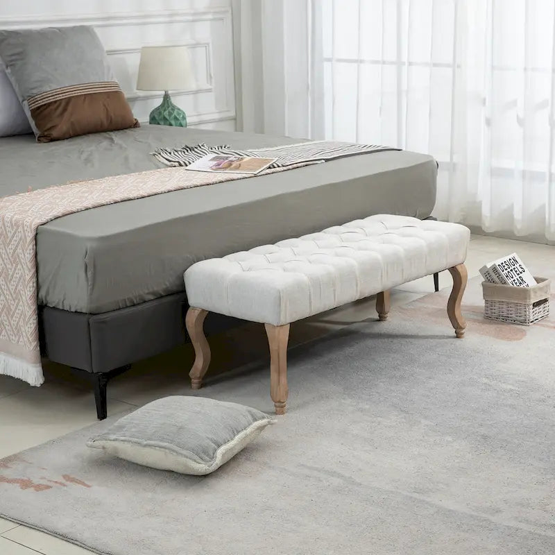AVAWING Upholstered Tufted Ottoman Bench Accent Entryway Bench