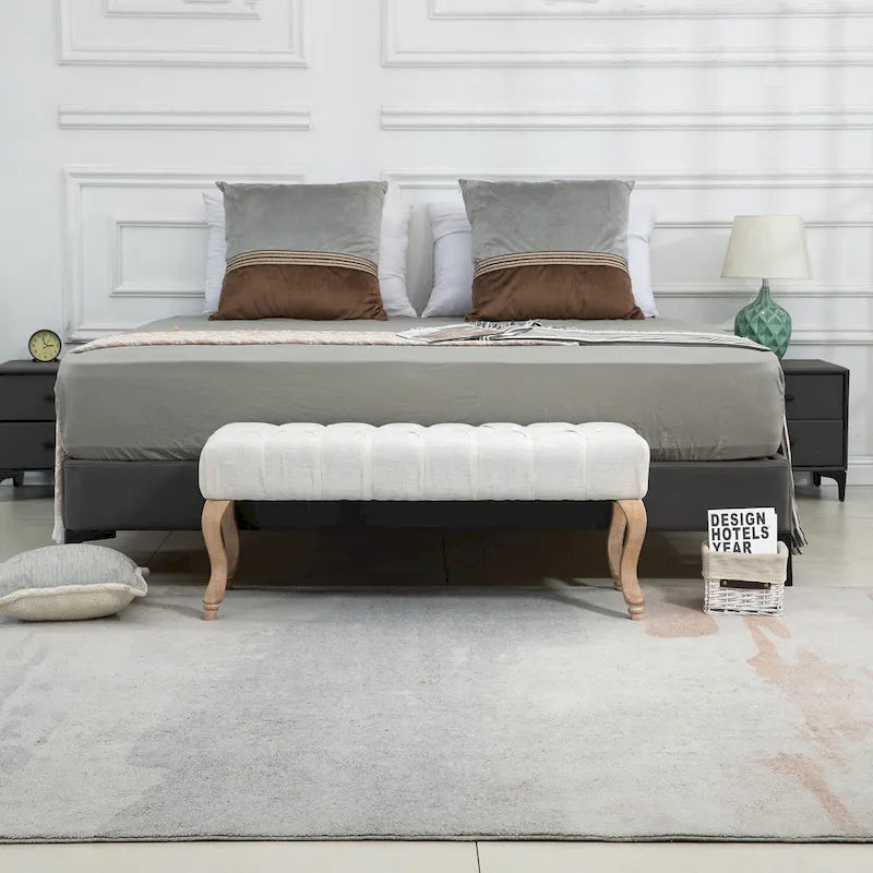 AVAWING Upholstered Tufted Ottoman Bench Accent Entryway Bench