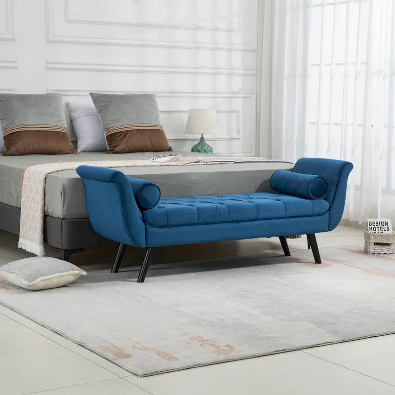 AVAWING Upholstered Tufted Ottoman Bench Accent Entryway Bench