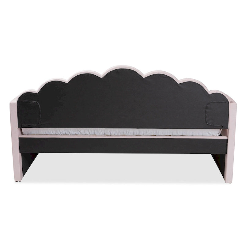 Timila Modern and Contemporary Light Pink Velvet Fabric Upholstered Queen Size Daybed with Trundle