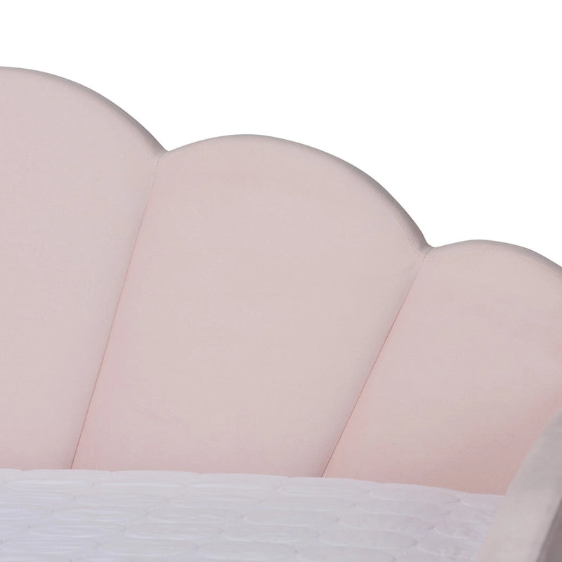 Timila Modern and Contemporary Light Pink Velvet Fabric Upholstered Queen Size Daybed with Trundle