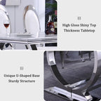 Luxury Dining Table with Polished Metal Circle Base - 72 Inch