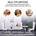 Luxury Dining Table with Polished Metal Circle Base - 72 Inch