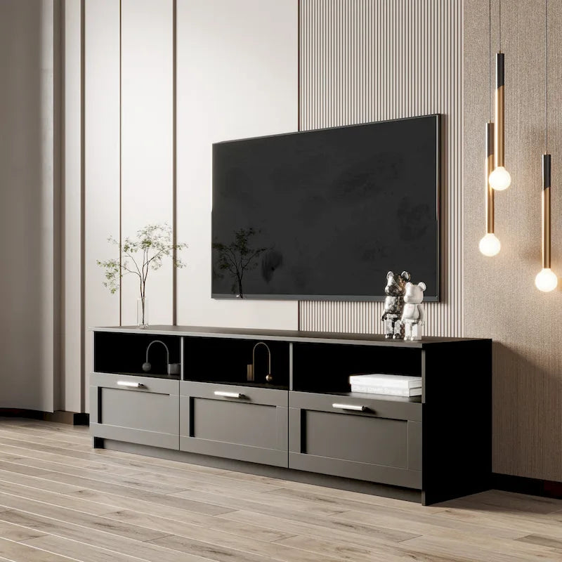 Modern minimalist TV cabinet 80 inch TV stand, open locker Living Room Bedroom