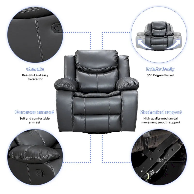 Recliner Rocking Chair With 360 Degree Swivel Recliner