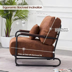 MCombo set of 2 Modern Accent Armchair with Steel Legs, Leathaire fabric HQ102