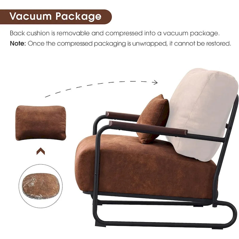MCombo set of 2 Modern Accent Armchair with Steel Legs, Leathaire fabric HQ102