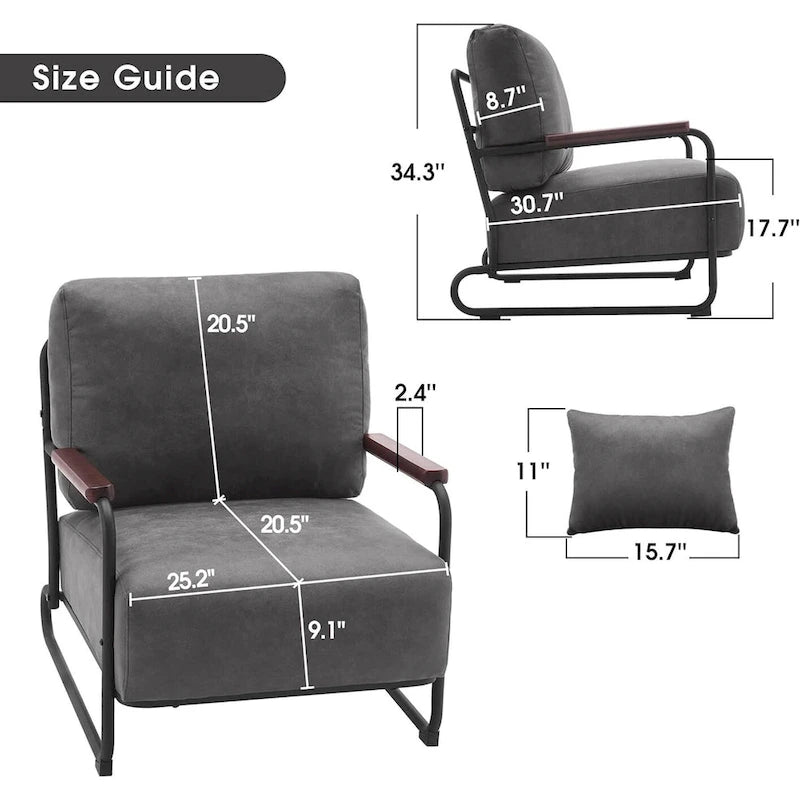 MCombo set of 2 Modern Accent Armchair with Steel Legs, Leathaire fabric HQ102
