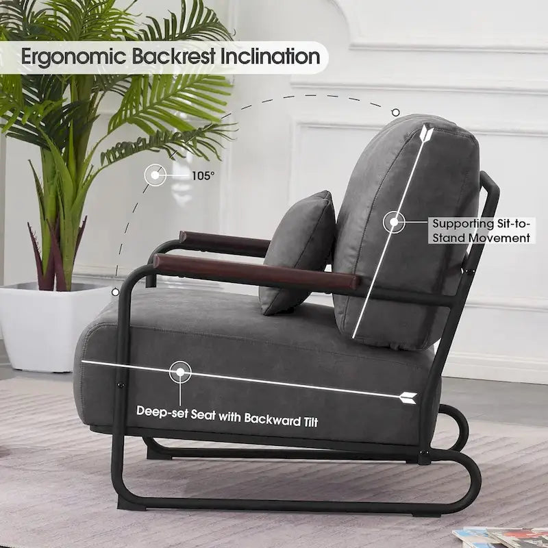 MCombo set of 2 Modern Accent Armchair with Steel Legs, Leathaire fabric HQ102