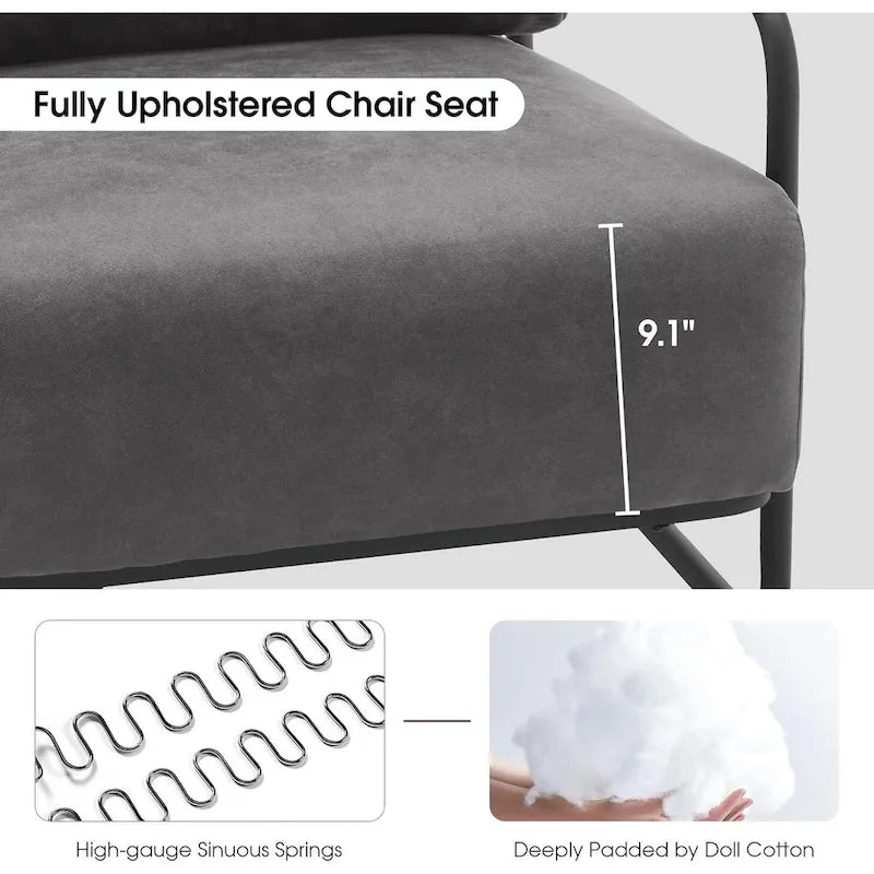 MCombo set of 2 Modern Accent Armchair with Steel Legs, Leathaire fabric HQ102