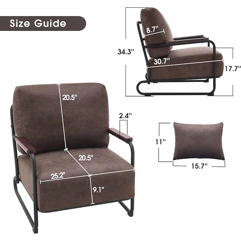 MCombo set of 2 Modern Accent Armchair with Steel Legs, Leathaire fabric HQ102