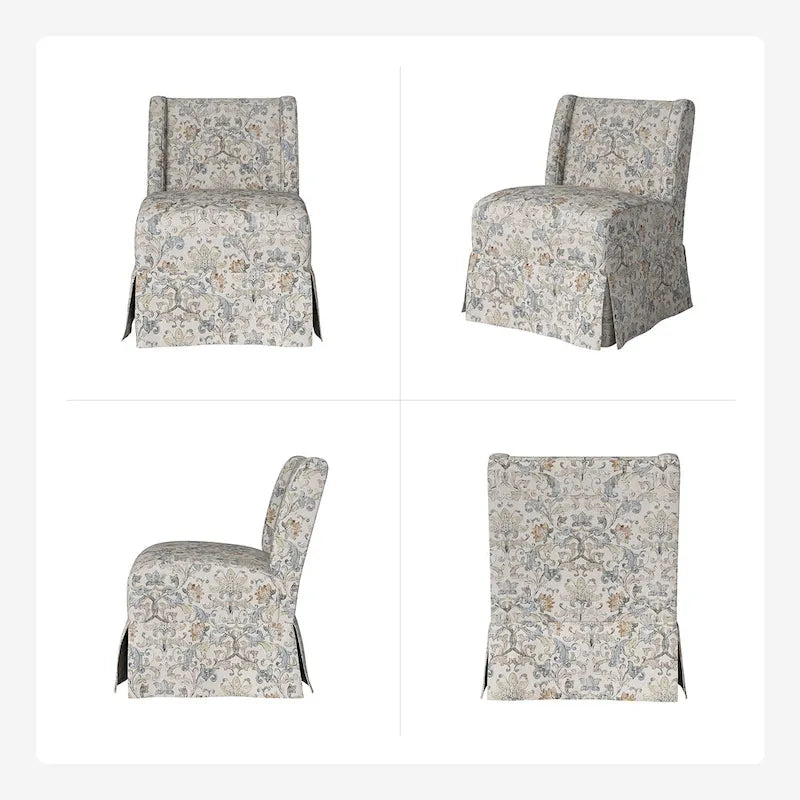 Falk Transitional Upholstered Slipper Chair with Slipcover and Solid Wood Legs Set of 2 by HULALA HOME