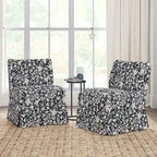 Falk Transitional Upholstered Slipper Chair with Slipcover and Solid Wood Legs Set of 2 by HULALA HOME