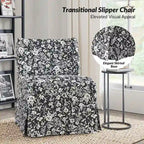 Falk Transitional Upholstered Slipper Chair with Slipcover and Solid Wood Legs Set of 2 by HULALA HOME