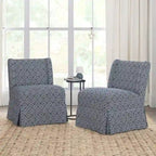 Falk Transitional Upholstered Slipper Chair with Slipcover and Solid Wood Legs Set of 2 by HULALA HOME
