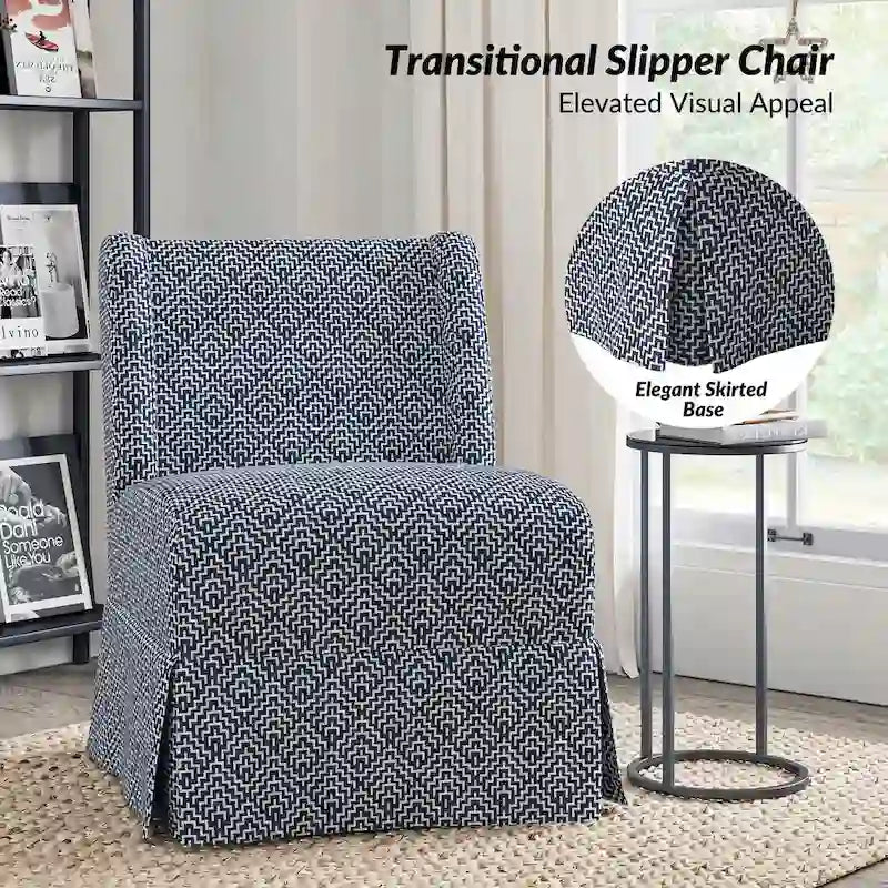 Falk Transitional Upholstered Slipper Chair with Slipcover and Solid Wood Legs Set of 2 by HULALA HOME