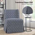Falk Transitional Upholstered Slipper Chair with Slipcover and Solid Wood Legs Set of 2 by HULALA HOME