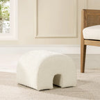 Bridge 16 Boucle Faux Sherpa Upholstered Arched Footstool Ottoman