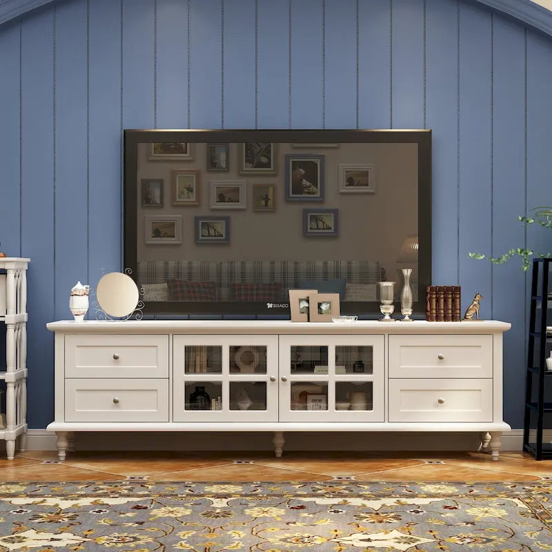 Cabinet Set with Tempered GlassStorage & TV Stand Combo Organization - SideCabinet+TVStand