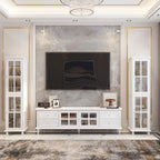 Cabinet Set with Tempered GlassStorage & TV Stand Combo Organization - SideCabinet+TVStand