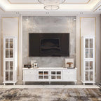 Cabinet Set with Tempered GlassStorage & TV Stand Combo Organization - SideCabinet+TVStand
