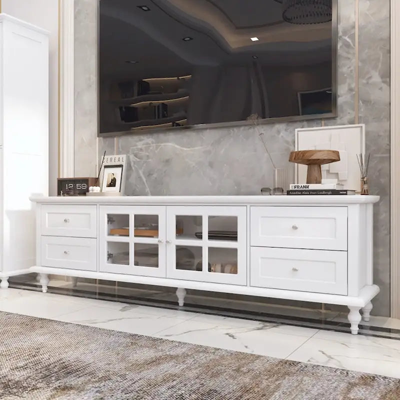 Cabinet Set with Tempered GlassStorage & TV Stand Combo Organization - SideCabinet+TVStand