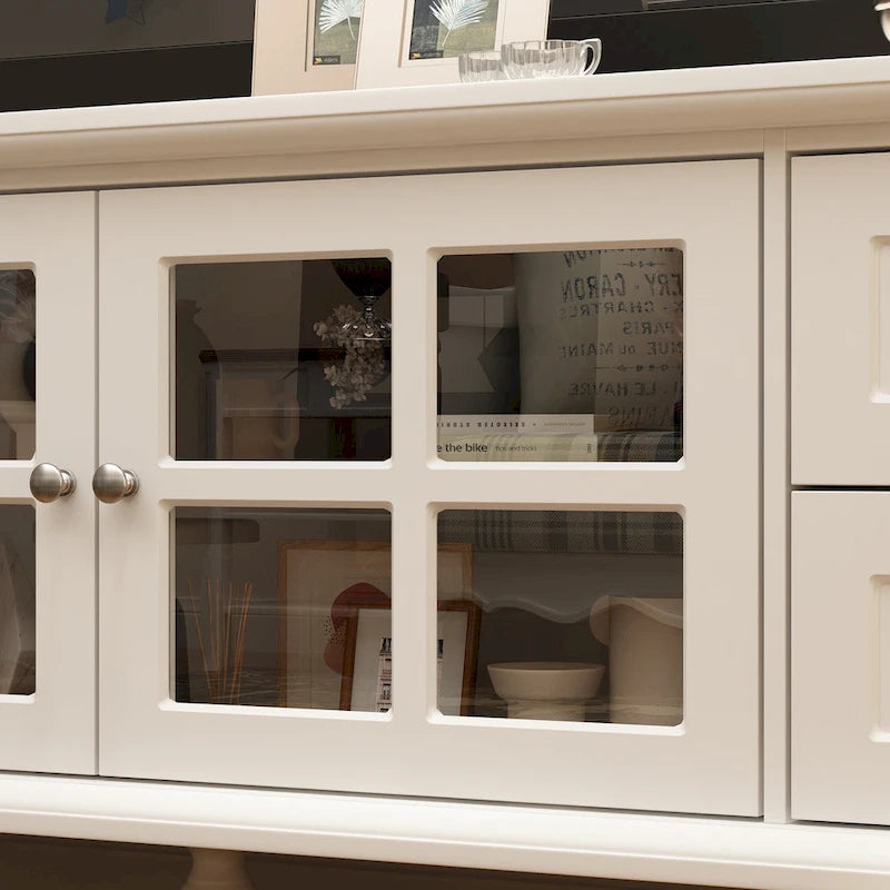 Cabinet Set with Tempered GlassStorage & TV Stand Combo Organization - SideCabinet+TVStand