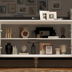 Cabinet Set with Tempered GlassStorage & TV Stand Combo Organization - SideCabinet+TVStand
