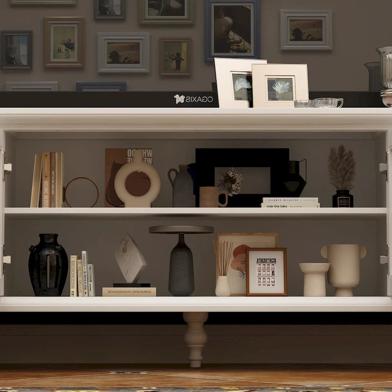 Cabinet Set with Tempered GlassStorage & TV Stand Combo Organization - SideCabinet+TVStand