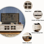Cabinet Set with Tempered GlassStorage & TV Stand Combo Organization - SideCabinet+TVStand