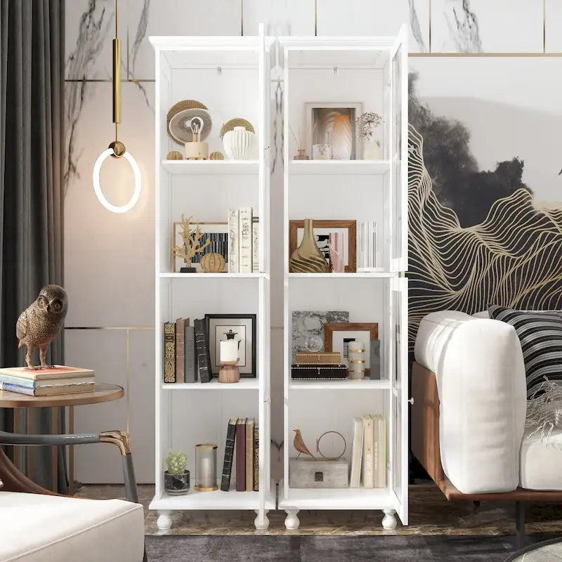 Cabinet Set with Tempered GlassStorage & TV Stand Combo Organization - SideCabinet+TVStand
