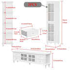 Cabinet Set with Tempered GlassStorage & TV Stand Combo Organization - SideCabinet+TVStand