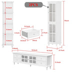 Cabinet Set with Tempered GlassStorage & TV Stand Combo Organization - SideCabinet+TVStand