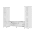 Cabinet Set with Tempered GlassStorage & TV Stand Combo Organization - SideCabinet+TVStand
