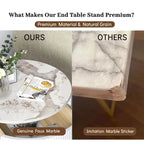 Myhozm Round End Table with Storage, Barrel-Shaped Nightstand for Living Room, Bedroom