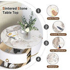 Myhozm Round End Table with Storage, Barrel-Shaped Nightstand for Living Room, Bedroom