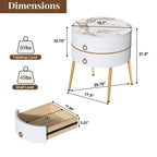 Myhozm Round End Table with Storage, Barrel-Shaped Nightstand for Living Room, Bedroom