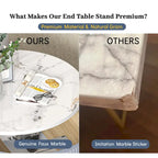 Myhozm Round End Table with Storage, Barrel-Shaped Nightstand for Living Room, Bedroom